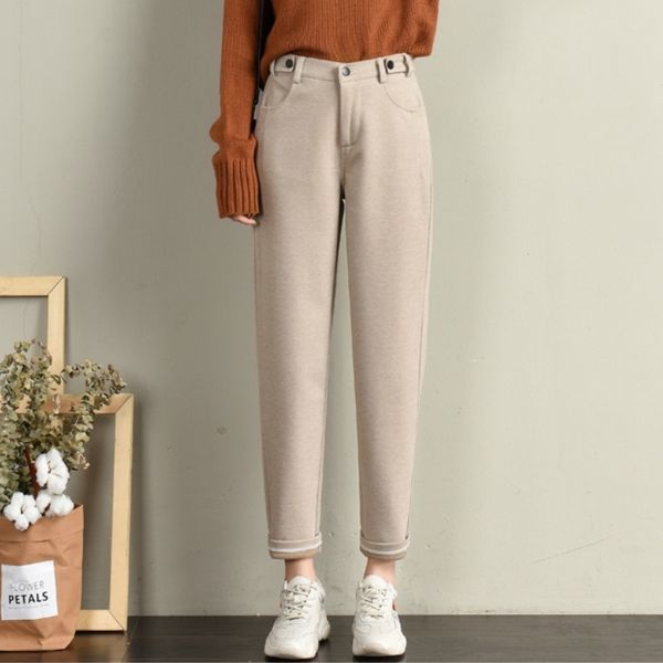 xibusana woolen pants women winter elastic high waist thick warm harem pant female solid loose straight trousers streetwear 201106, Black;white
xibusana woolen pants women winter elastic high waist thick warm harem pant female solid loose straight trousers streetwear 201106, Black;white