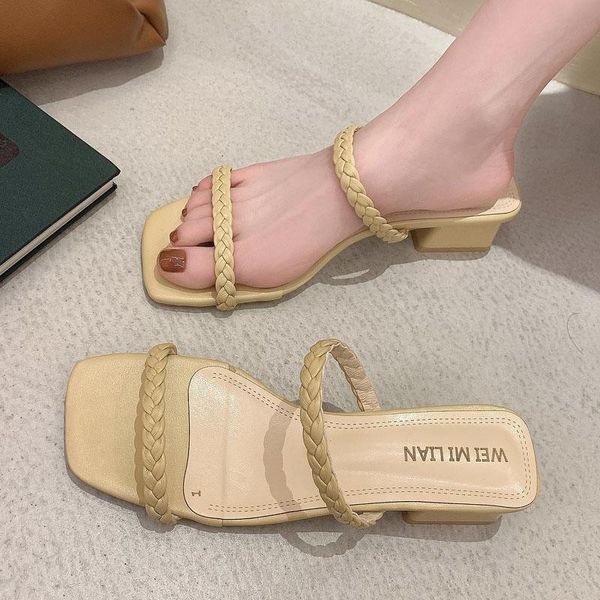 slippers 2021 braided strap square heel sandals summer beach mid-heel bohemian female dress shoes ankle, Black
slippers 2021 braided strap square heel sandals summer beach mid-heel bohemian female dress shoes ankle, Black