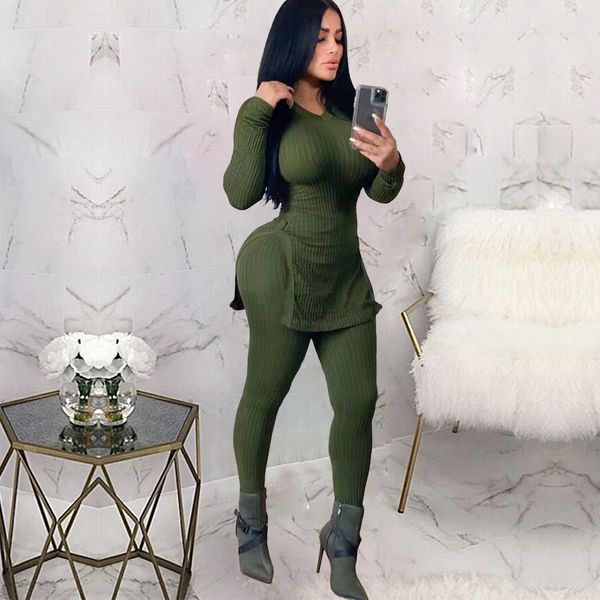 2020 popular european and american sports fashion solid color womens cross-border slit hemline at hem sunken stripe two-piece suit suit, Gray
2020 popular european and american sports fashion solid color womens cross-border slit hemline at hem sunken stripe two-piece suit suit, Gray