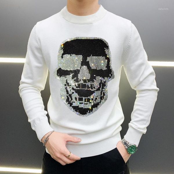 oversized european luxury street drilling skull design men's sweater fashion slim pullover1, White;black
oversized european luxury street drilling skull design men's sweater fashion slim pullover1, White;black