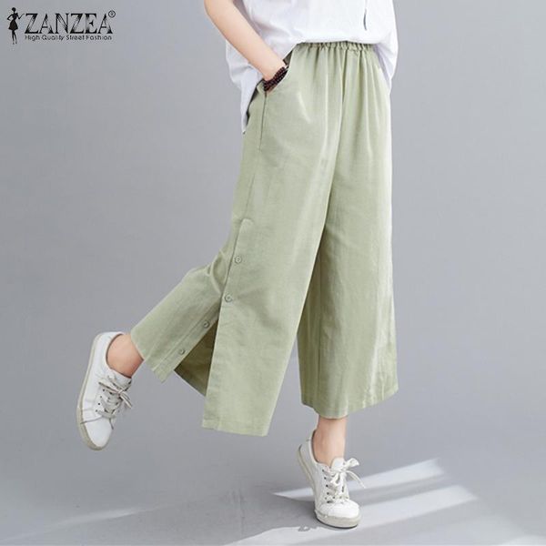 zanzea women solid trousers 2021 female elastic waist pants capris summer ladies wide leg pants casual side fork plus size, Black;white
zanzea women solid trousers 2021 female elastic waist pants capris summer ladies wide leg pants casual side fork plus size, Black;white
