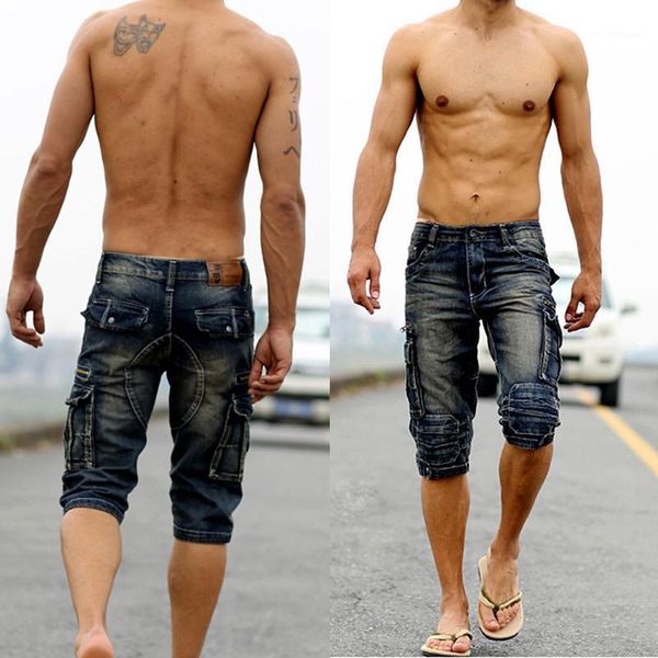 summer male retro cargo denim shorts vintage acid washed faded multi-pockets style biker jeans for men1, Blue 
summer male retro cargo denim shorts vintage acid washed faded multi-pockets style biker jeans for men1, Blue