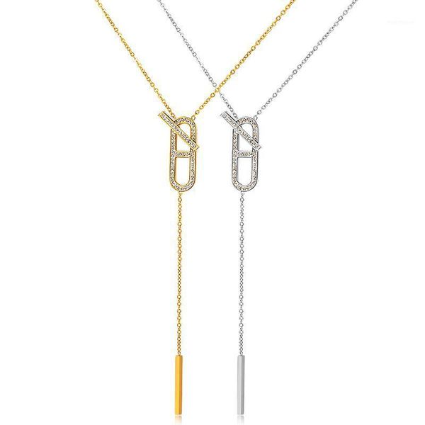 link, chain long tassels pendant choker necklace stainless steel collar cubic zirconia clavicle necklaces for women bijoux femme jewelry1, Black
link, chain long tassels pendant choker necklace stainless steel collar cubic zirconia clavicle necklaces for women bijoux femme jewelry1, Black