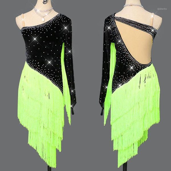 latin dance dress new fluorescent green tassels autumn dress women dance competition costume rhinestones dresses1, Black;red
latin dance dress new fluorescent green tassels autumn dress women dance competition costume rhinestones dresses1, Black;red