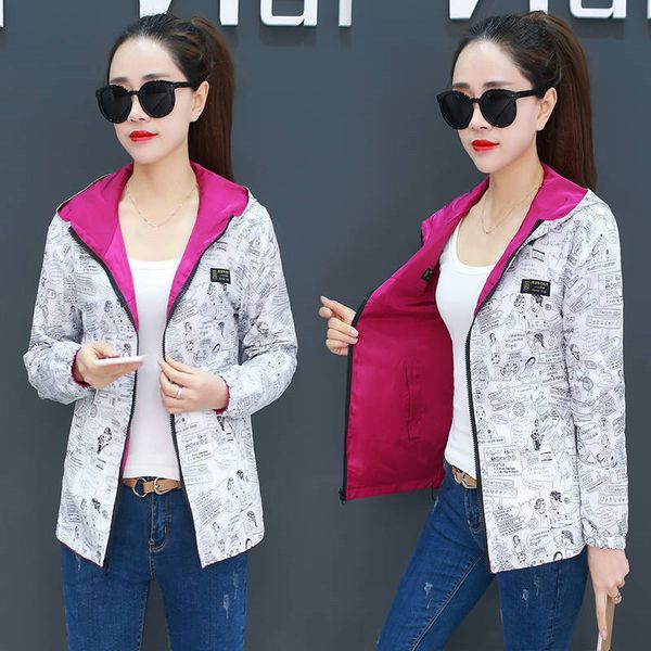 spring autumn women casual basic jacket pocket zipper hooded two side wear cartoon print outwear loose coats big size lj200813, Black;brown
spring autumn women casual basic jacket pocket zipper hooded two side wear cartoon print outwear loose coats big size lj200813, Black;brown