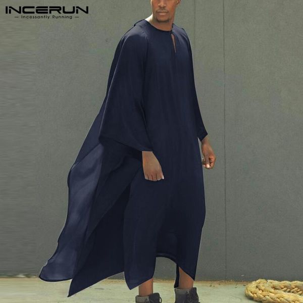 men robes loose streetwear solid color islamic arabic muslim kaftan o neck vintage irregular men clothes caftan s-5xl incerun, Red
men robes loose streetwear solid color islamic arabic muslim kaftan o neck vintage irregular men clothes caftan s-5xl incerun, Red