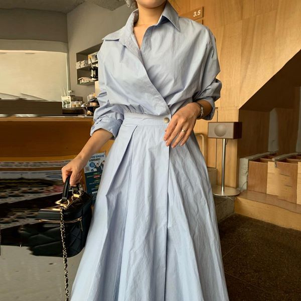 shirt dress woman blue tunic maxi dresses for women korean casual 2021 spring autumn blue vestidos korean clothes work xc101, Black;gray
shirt dress woman blue tunic maxi dresses for women korean casual 2021 spring autumn blue vestidos korean clothes work xc101, Black;gray