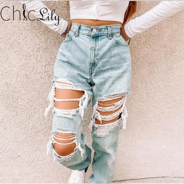 women's jeans chiclily ripped holes denim vintage retro wide leg for women fashion loose destroyed trousers1, Blue
women's jeans chiclily ripped holes denim vintage retro wide leg for women fashion loose destroyed trousers1, Blue