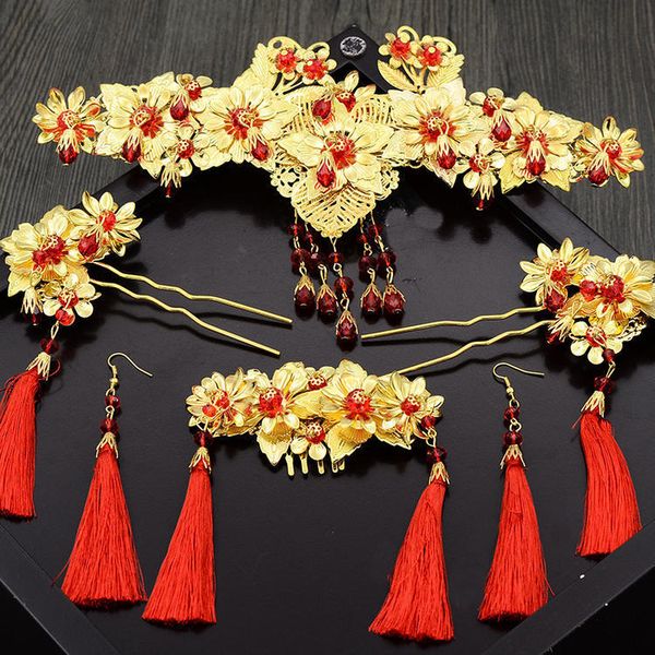 new chinese style xiuhe wedding headdress luxury gold tassel phoenix crown bridal hair ornament, Silver
new chinese style xiuhe wedding headdress luxury gold tassel phoenix crown bridal hair ornament, Silver