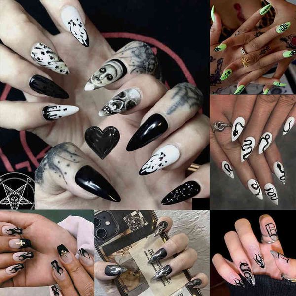 false nails 24pcs dark punk false nails with glue gradient long detachable fire stick on skull flame art diy fashion manicure tool 220225, Red;gold
false nails 24pcs dark punk false nails with glue gradient long detachable fire stick on skull flame art diy fashion manicure tool 220225, Red;gold