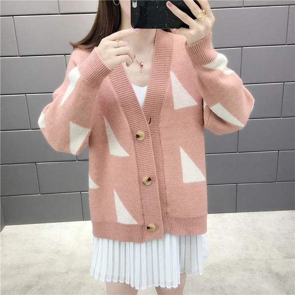 autumn women jacket new v-neck single breasted cardigan jacket chic ladies loose geometric knit cardigan casual female, Black;brown
autumn women jacket new v-neck single breasted cardigan jacket chic ladies loose geometric knit cardigan casual female, Black;brown