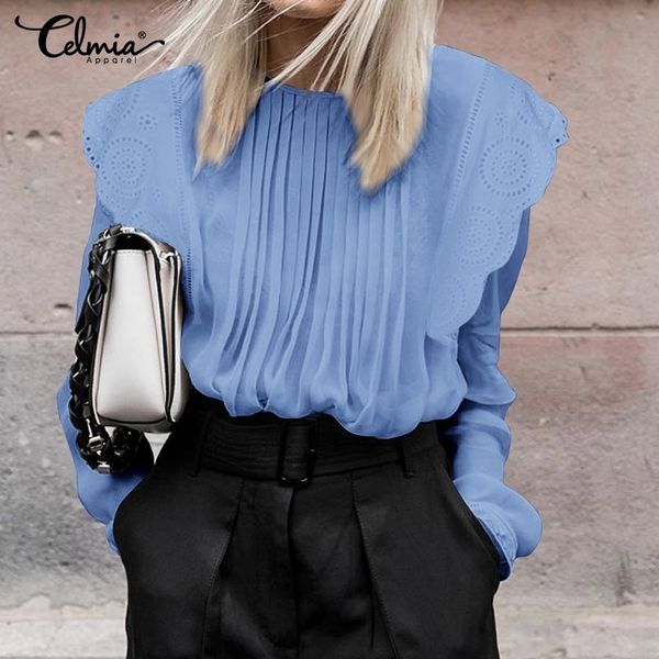 women ruffles and blouses celmia summer transparent long sleeve white lace shirts elegant office pleated blusas femininas y200422
women ruffles and blouses celmia summer transparent long sleeve white lace shirts elegant office pleated blusas femininas y200422