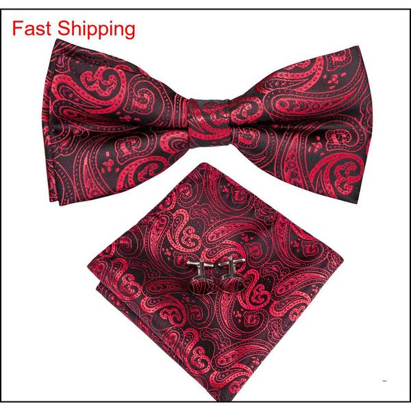 hi-tie red floral bow tie designer set with handkerchief cufflinks for mens luxury fashion wedding busi qylqkq bde_home, Black;gray
hi-tie red floral bow tie designer set with handkerchief cufflinks for mens luxury fashion wedding busi qylqkq bde_home, Black;gray