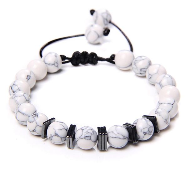natural white howlite stone turquoises beads braid rope bracelet handmade adjustable hematite beaded energy bracelet women men, Black
natural white howlite stone turquoises beads braid rope bracelet handmade adjustable hematite beaded energy bracelet women men, Black