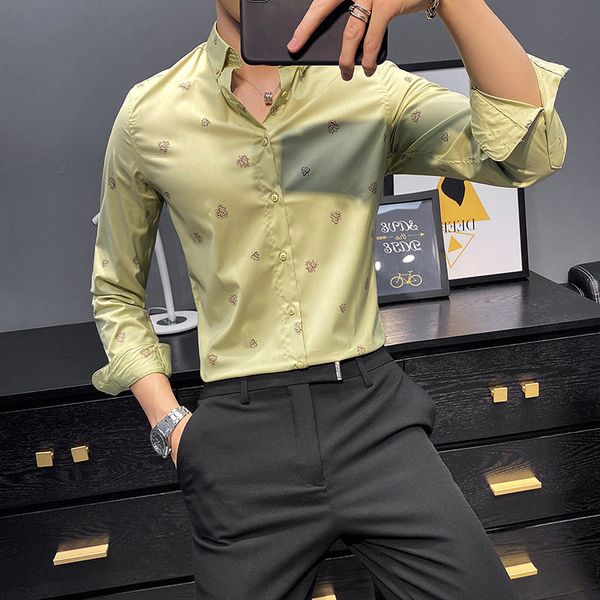 male new 2021 season thin floral pattern sleeve long shirt lapel custom youth 753c, White;black
male new 2021 season thin floral pattern sleeve long shirt lapel custom youth 753c, White;black