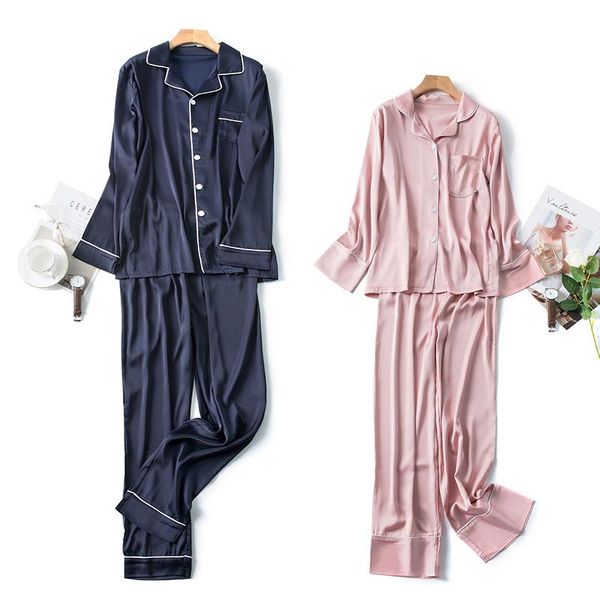 couple satin sleepwear 2pcs pajamas suit male nightwear shirt&pants soft home clothes intimate lingerie casual solid pyjamas, Black;brown
couple satin sleepwear 2pcs pajamas suit male nightwear shirt&pants soft home clothes intimate lingerie casual solid pyjamas, Black;brown