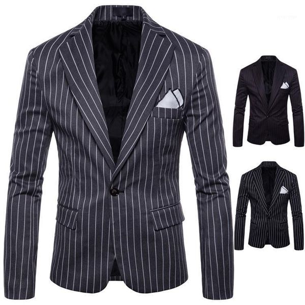 men's stripe jacket long sleeve turn down collar one-button suit casual single-breasted slim type jacket coat1, White;black
men's stripe jacket long sleeve turn down collar one-button suit casual single-breasted slim type jacket coat1, White;black