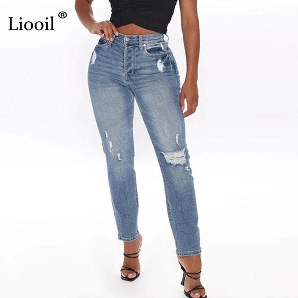 women's jeans liooil hole denim distressed women 2021 mid waisted with button zipper pockets female deep blue washed jean pants
women's jeans liooil hole denim distressed women 2021 mid waisted with button zipper pockets female deep blue washed jean pants