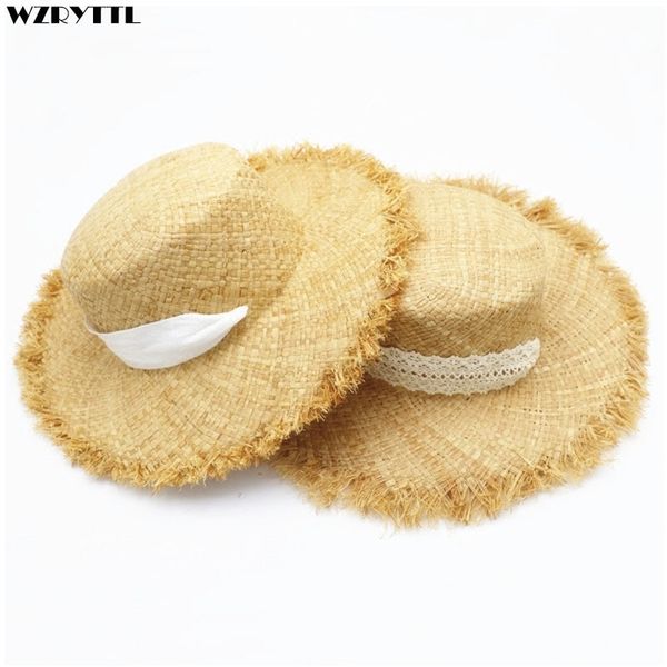 new girls uv sun large kids wide brim summer beach hats natural flat ribbon rope tie travel hat kentucky derby cap t200605, Blue;gray
new girls uv sun large kids wide brim summer beach hats natural flat ribbon rope tie travel hat kentucky derby cap t200605, Blue;gray