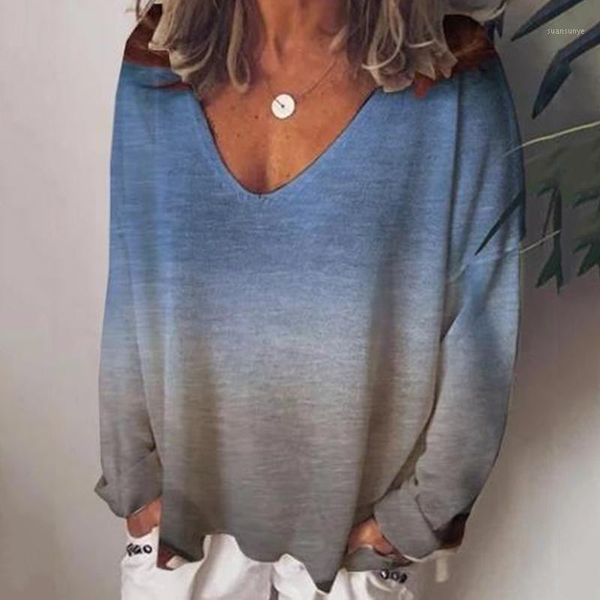 casual autumn women's t-shirts plus size gradient color v-neck tee 2020 female t shirt long sleeve for ladies tee1, White
casual autumn women's t-shirts plus size gradient color v-neck tee 2020 female t shirt long sleeve for ladies tee1, White