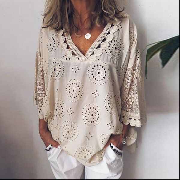 women blouse hollow out lace patchwork women plus size 5xl geometry v neck summer shirt vrouw blouse large size, White
women blouse hollow out lace patchwork women plus size 5xl geometry v neck summer shirt vrouw blouse large size, White