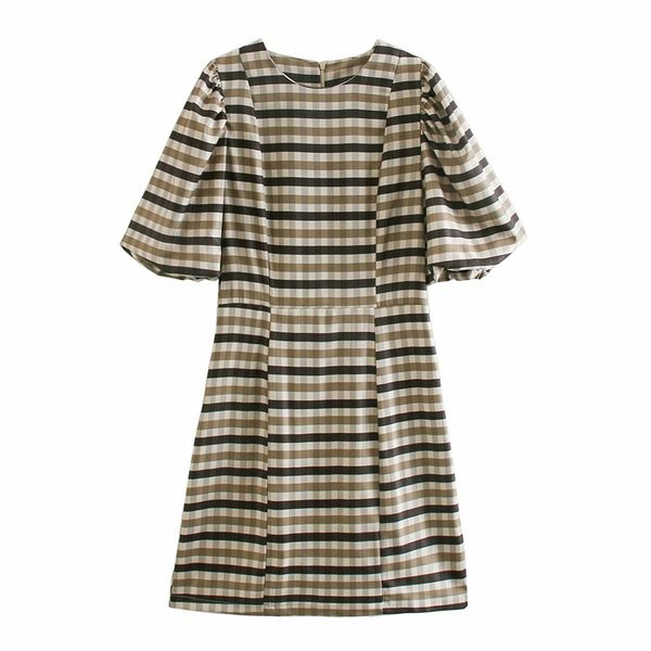 2021 new elegant women khaki plaid dresses 2021 summer fashion ladies puff sleeve vestidos streetwear female o-neck mini dress xie2, Black;gray
2021 new elegant women khaki plaid dresses 2021 summer fashion ladies puff sleeve vestidos streetwear female o-neck mini dress xie2, Black;gray