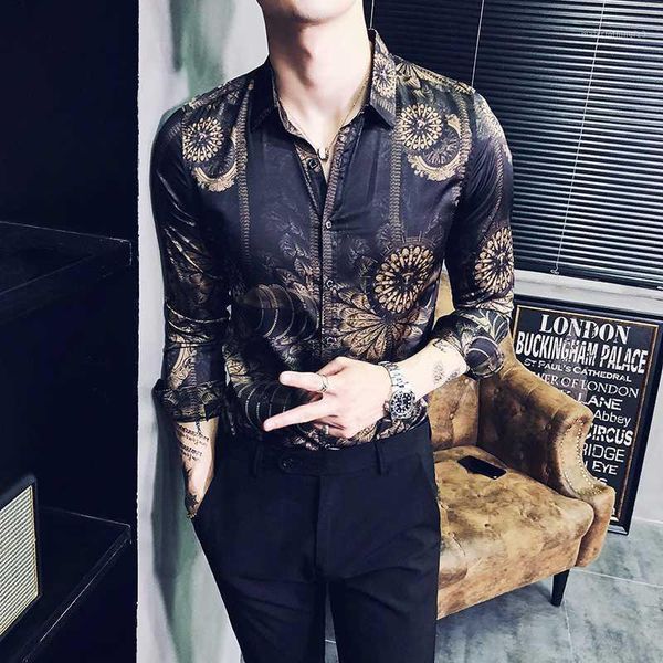 men's dress shirts europe print social club spring luxury baroque long sleeve slim fit men designer shirt camisa masculina1, White;black 
men's dress shirts europe print social club spring luxury baroque long sleeve slim fit men designer shirt camisa masculina1, White;black