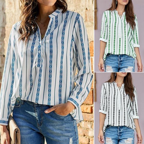 fashion woman blouses stripe loose casual striped button girl long sleeve shirt blouse, White
fashion woman blouses stripe loose casual striped button girl long sleeve shirt blouse, White
