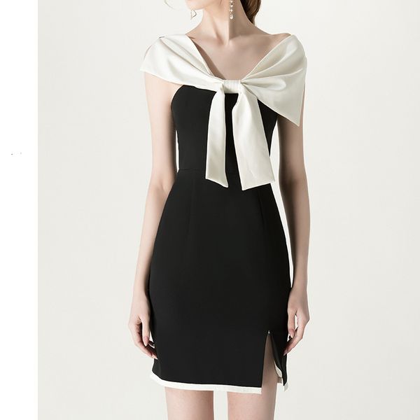 2021 new elegant short sleeve mini bowtie neck slim women black party white vestidos w8r3, Black;gray
2021 new elegant short sleeve mini bowtie neck slim women black party white vestidos w8r3, Black;gray