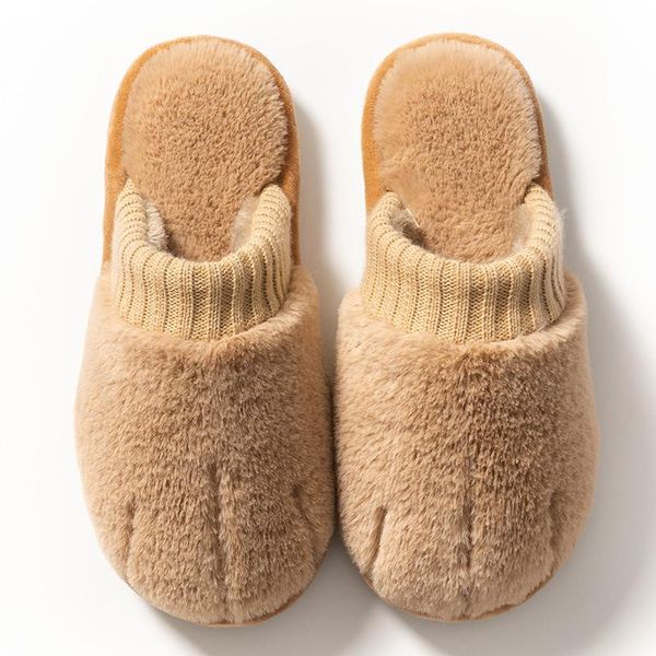 autumn winter men women winter home slippers non-slip soft warm house ladies slippers indoor bedroom wedge, Black