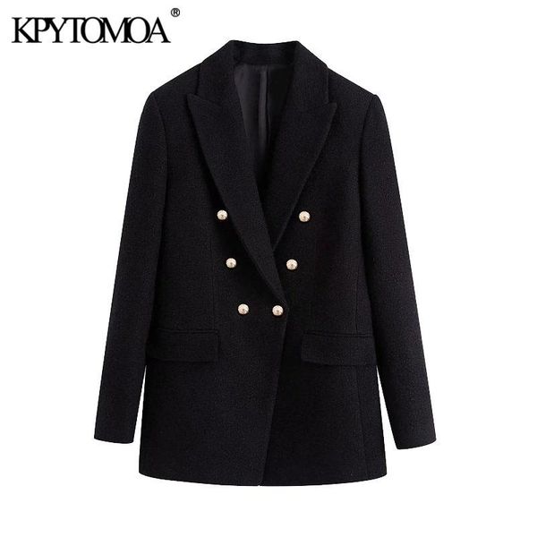 kpytomoa women 2020 fashion office wear double breasted tweed blazer coat vintage long sleeve pockets female outerwear chic, White;black
kpytomoa women 2020 fashion office wear double breasted tweed blazer coat vintage long sleeve pockets female outerwear chic, White;black