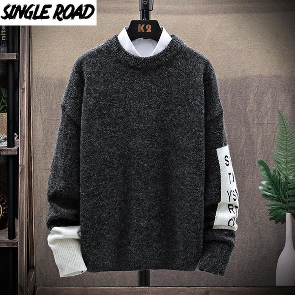 singleroad mens knitted sweater men 2020 winter patchwork sweaters pullover jumper harajuku korean oversized black sweater men, White;black
singleroad mens knitted sweater men 2020 winter patchwork sweaters pullover jumper harajuku korean oversized black sweater men, White;black