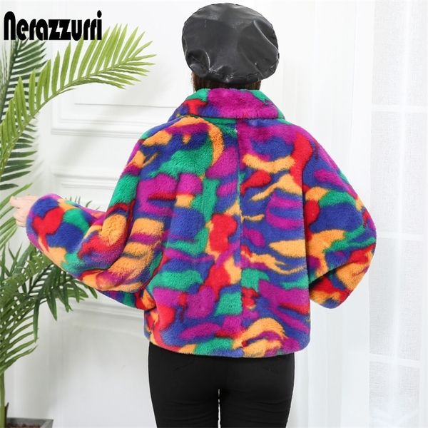 nerazzurri mulit color winter faux fur coat women batwing sleeve oversized short faux fur jacket plus size warm fluffy jacket 201209, Black
nerazzurri mulit color winter faux fur coat women batwing sleeve oversized short faux fur jacket plus size warm fluffy jacket 201209, Black