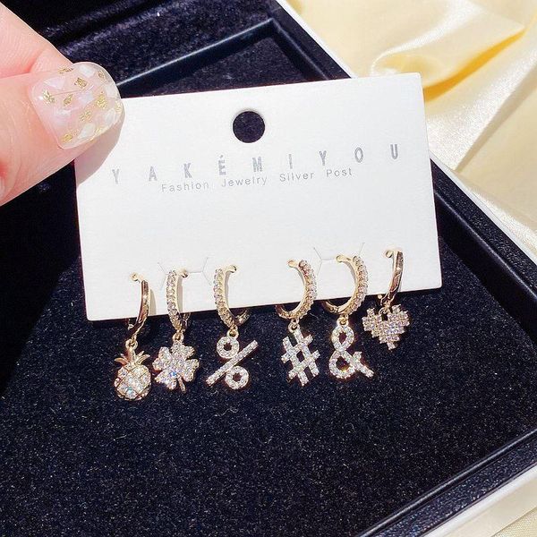 high-end cubic zirconia dangle earrings set gold color cz crystal heart symbol clover pineapple women earrings jewelry, Silver
high-end cubic zirconia dangle earrings set gold color cz crystal heart symbol clover pineapple women earrings jewelry, Silver