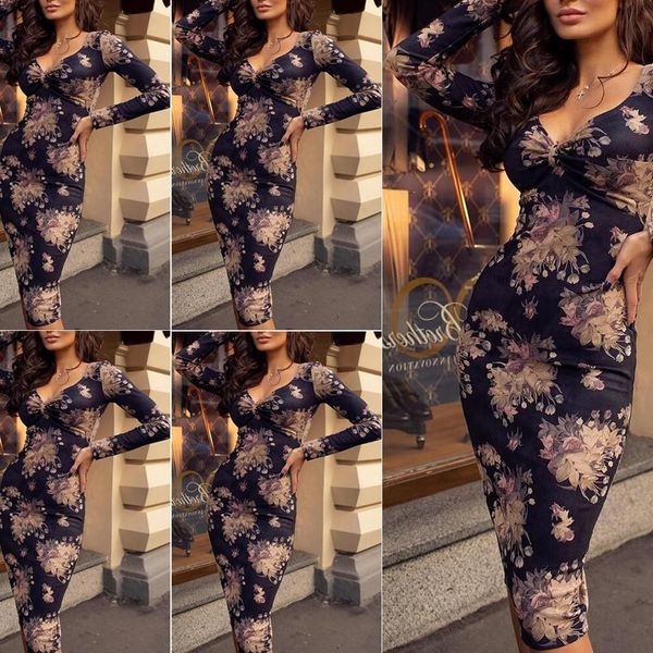 women midi dresses bohemia v-neck long sleeve floral print ethnic autumn casual female stylish style pencil dress, Black;gray
women midi dresses bohemia v-neck long sleeve floral print ethnic autumn casual female stylish style pencil dress, Black;gray