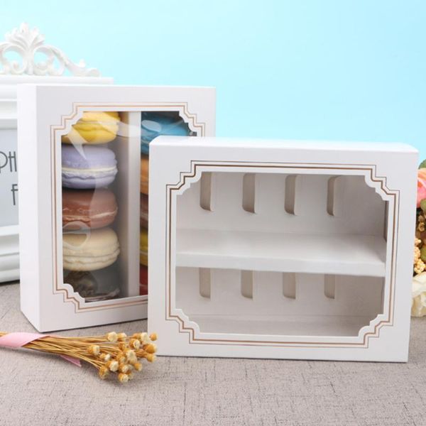 10pcs paper macarons box with clear window dessert containers muffin carriers for home dessert shop
10pcs paper macarons box with clear window dessert containers muffin carriers for home dessert shop