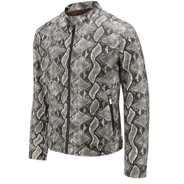 chinese factory label leather snake printed jacket price