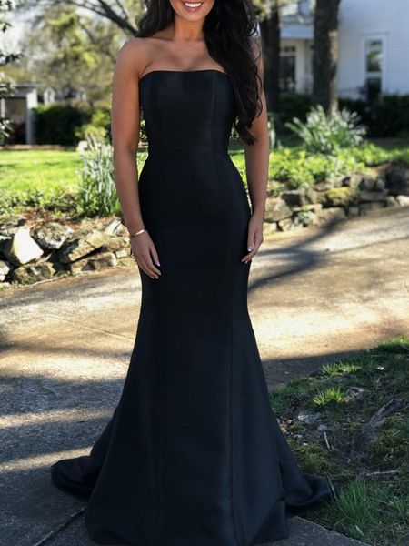 simple design women prom gowns strapless mermaid evening party dress for special occations custom made, Black;red
simple design women prom gowns strapless mermaid evening party dress for special occations custom made, Black;red