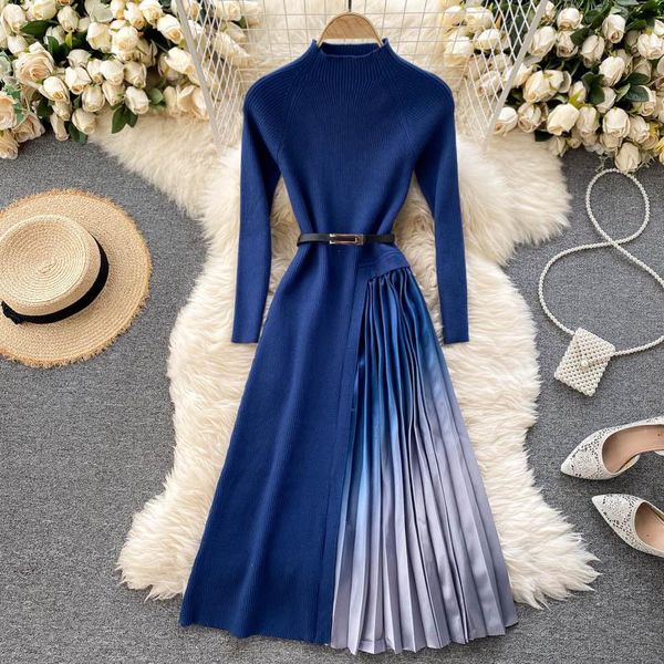 kntting cotton pleated patchwork women dresses turtleneck long-sleeved slim lady elegant clothing quality, Black;gray
kntting cotton pleated patchwork women dresses turtleneck long-sleeved slim lady elegant clothing quality, Black;gray