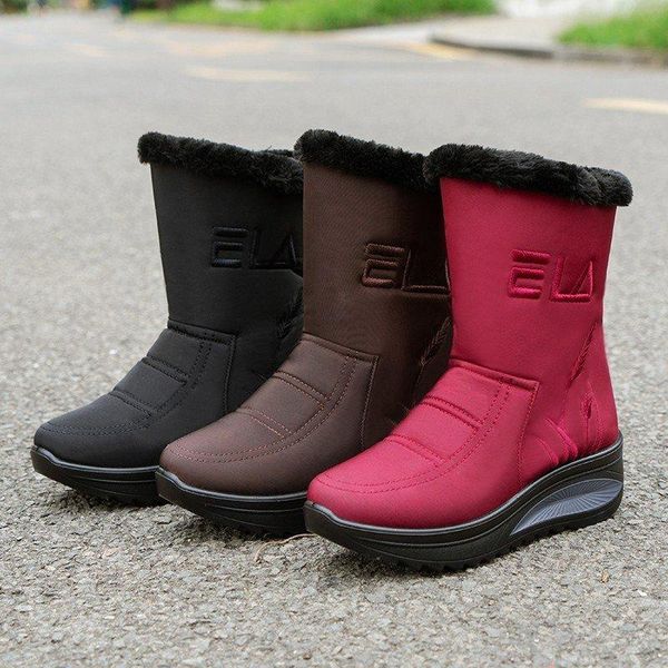 brand womens snow boots winter non-slip warm plush mid calf boots female zipper casual shoes women wedges platform women, Black
brand womens snow boots winter non-slip warm plush mid calf boots female zipper casual shoes women wedges platform women, Black