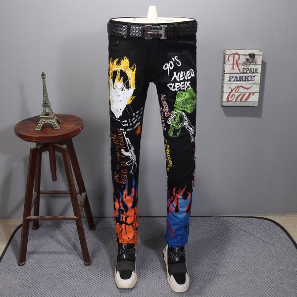 2020 head letter skeleton printing strength elastic self-cultivation black leisure time pants and hip-hop jeans kj5s, Blue
2020 head letter skeleton printing strength elastic self-cultivation black leisure time pants and hip-hop jeans kj5s, Blue