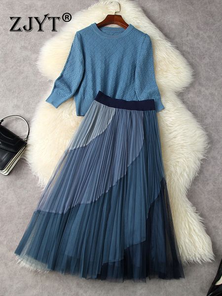 fashion runway spring two piece dress set for women blue pullover sweater and midi mesh skirt suit holiday casual outfits lady, White
fashion runway spring two piece dress set for women blue pullover sweater and midi mesh skirt suit holiday casual outfits lady, White