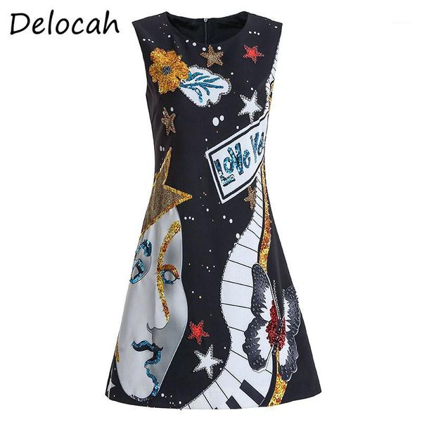 delocah spring summer women dress runway fashion designer sleeveless sequined crystal beading elegan slim female mini dresses1, Black;gray 
delocah spring summer women dress runway fashion designer sleeveless sequined crystal beading elegan slim female mini dresses1, Black;gray