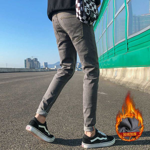 jeans autumn and winter new brand slim fit leisure straight tube plush korean fashion small leg long pants men's, Blue
jeans autumn and winter new brand slim fit leisure straight tube plush korean fashion small leg long pants men's, Blue