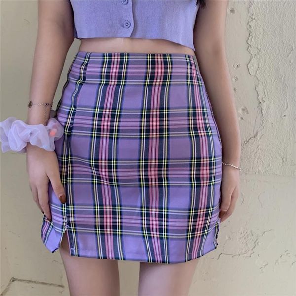 korean women plaid skirts 2020 harajuku womens back zipper opening with two small front slits mini skirts purple, Black
korean women plaid skirts 2020 harajuku womens back zipper opening with two small front slits mini skirts purple, Black