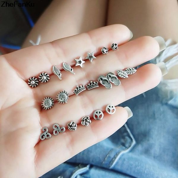 11 pairs unique design vintage small stud earrings set for women punk rose crown stars feather geometric earrings, Golden;silver
11 pairs unique design vintage small stud earrings set for women punk rose crown stars feather geometric earrings, Golden;silver