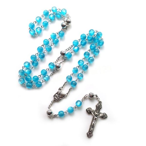 catholic prayer jewelry blue acrylic transparent beads long cross pendant rosary necklace for men women, Silver
catholic prayer jewelry blue acrylic transparent beads long cross pendant rosary necklace for men women, Silver