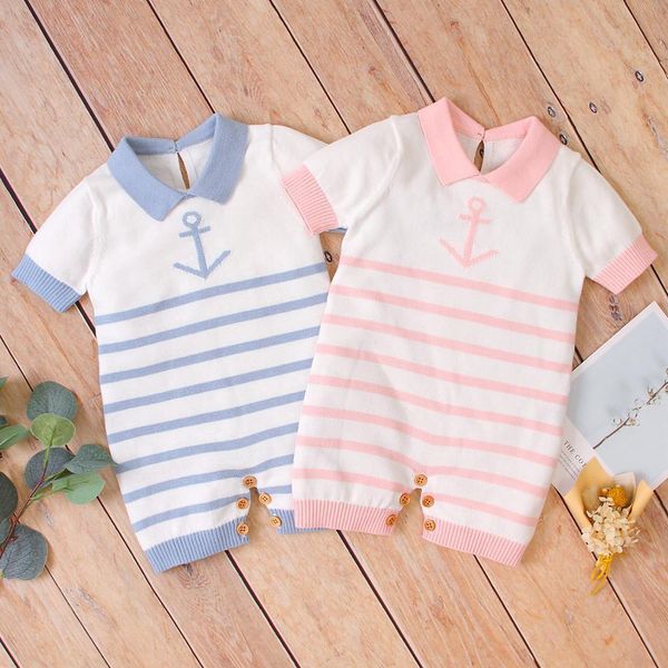 baby rompers summer stripe knitted baby girl jumpsuit clothes blue short sleeved newborn boy overalls children one piece costume 201029
baby rompers summer stripe knitted baby girl jumpsuit clothes blue short sleeved newborn boy overalls children one piece costume 201029
