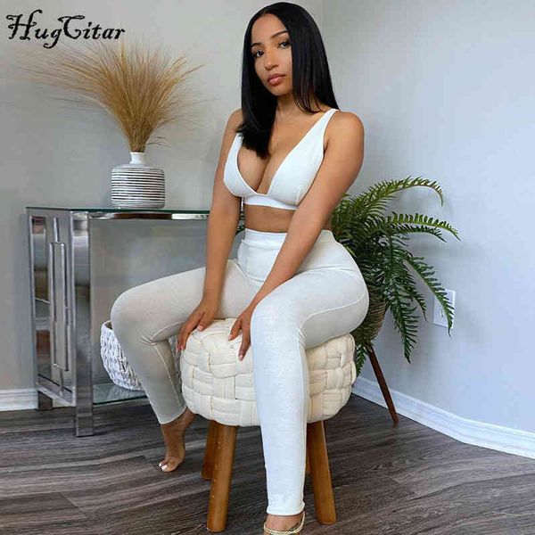 Women's Tracksuits Hugcitar Sleeveless V-Neck Crop Tops Leggings 2 Pieces Set Summer Women Fashion Streetwear Outfits Sportswear Tracks, Gray 
Women's Tracksuits Hugcitar Sleeveless V-Neck Crop Tops Leggings 2 Pieces Set Summer Women Fashion Streetwear Outfits Sportswear Tracks, Gray