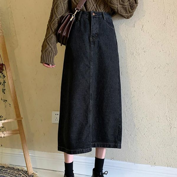 2020 autumn winter fashion womens denim skirts vintage wash high-waisted split female ladies all-match a line jeans skirts, Black
2020 autumn winter fashion womens denim skirts vintage wash high-waisted split female ladies all-match a line jeans skirts, Black